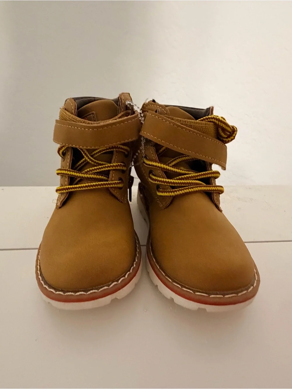 Echo Kids Tan Lace-Up Hook-and-Loop Boots